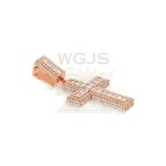 Princess Cut and Round Diamond Cross Pendant 4.05 ct. 14k Rose Gold