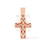 Princess Cut and Round Diamond Cross Pendant 4.05 ct. 14k Rose Gold