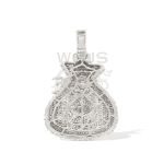 Baguette Money bag Diamond Pendant 2.55 ct. 14k White Gold