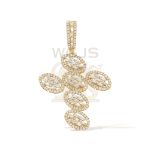 Baguette and Round Diamond Cross Pendant 1.03 ct. 14k Yellow Gold