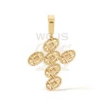 Baguette and Round Diamond Cross Pendant 1.03 ct. 14k Yellow Gold