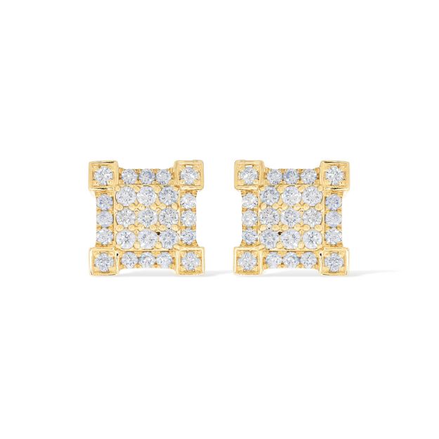 Square Design Diamond Earrings 1.10 ct. 10k Yellow Gold