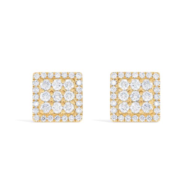 Square Diamond Earrings 1.60 ct. 10k Yellow Gold