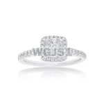 Diamond Engagement Ring Squared Halo 0.54 ct. 14k White Gold