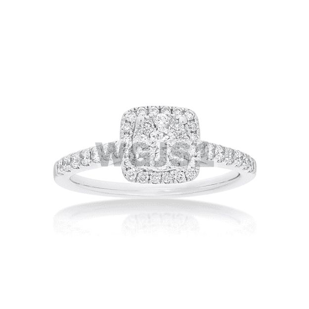 Diamond Engagement Ring Squared Halo 0.54 ct. 14k White Gold