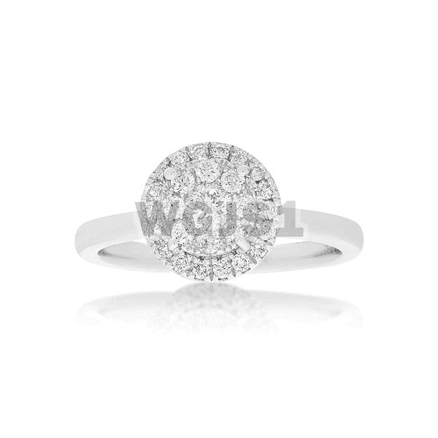 Diamond Engagement Ring Round Halo Cluster 0.45 ct. 14k White Gold