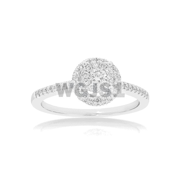 Diamond Engagement Ring  Halo Setting 0.41 ct. 14k White Gold