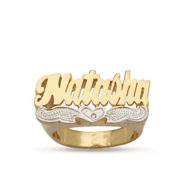 Script Flat Gold Name Ring