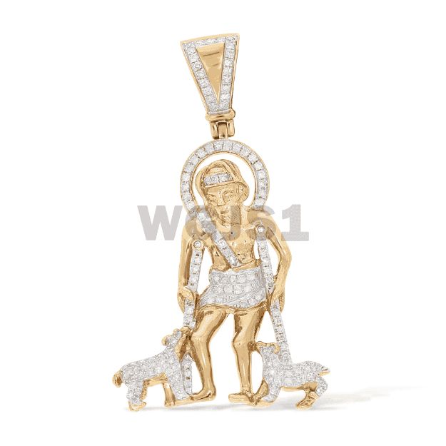 Saint Lazarus Diamond Pendant 0.61 ct. 10k Yellow Gold