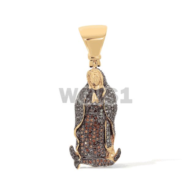 Praying Mary Colored Diamond Pendant 0.80 ct. 10k Yellow Gold