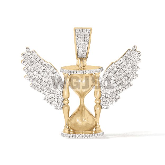 Hour Glass with Wings Diamond Pendant 0.41 ct. 10k Yellow Gold