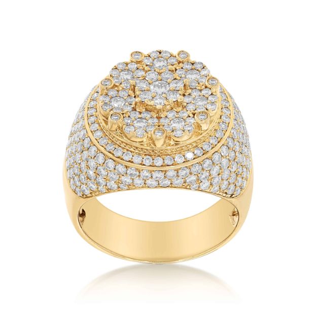 Men&#39;s Round Cluster Diamond Ring 3.50 ct. 10k Yellow Gold