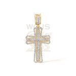 Diamond cross pendant with diamond bail.  0.42 ct. 10k yellow gold