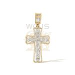 Diamond cross pendant with diamond bail.  0.42 ct. 10k yellow gold