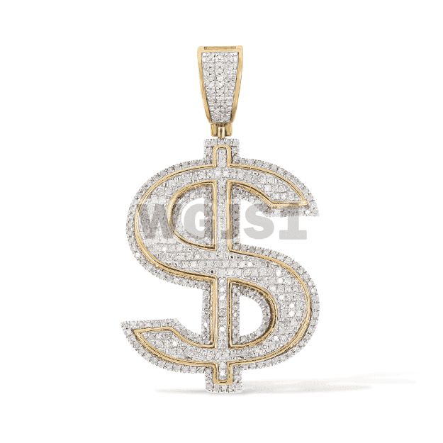 Dollar Sign Diamond Pendant 0.81 ct. 10k Yellow Gold