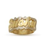 Script Heart Gold Name Ring