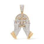 Hands Holding Cross Plate Diamond Pendant 0.94 ct. 10k Yellow Gold