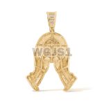 Hands Holding Cross Plate Diamond Pendant 0.94 ct. 10k Yellow Gold