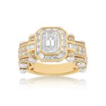 Emerald Cut Diamond Ring 2.85 ct. 14k Gold With White Accents