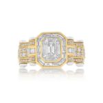 Emerald Cut Diamond Ring 2.85 ct. 14k Gold With White Accents