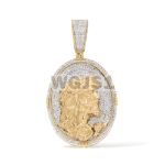 Jesus Head Oval Diamond Pendant 0.55 ct. 10k Yellow Gold