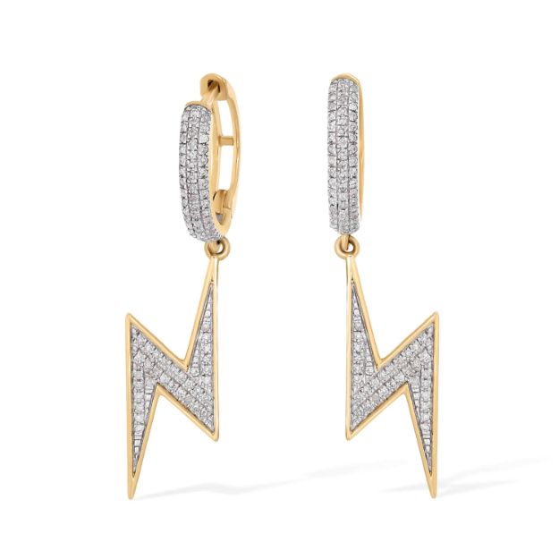 Lightning Bold Diamond Dangle Earrings 0.36 ct. 10k Yellow Gold