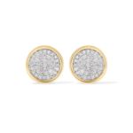 Diamond Earrings Round Solid Border 0.40 ct. 10k Yellow Gold