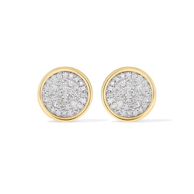 Diamond Earrings Round Solid Border 0.40 ct. 10k Yellow Gold