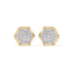 Hexagon Shaped Diamond Earrings 0.17 ct. 10k Yellow Gold