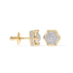 Hexagon Shaped Diamond Earrings 0.17 ct. 10k Yellow Gold