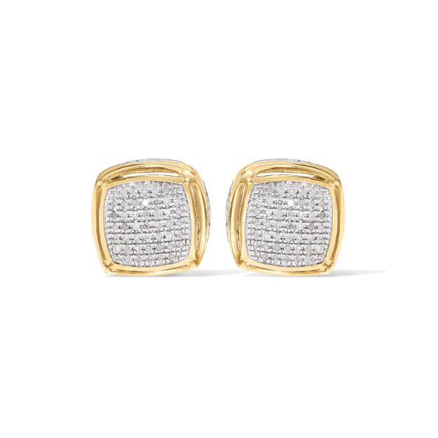 Squared Diamond Earrings 0.22 ct. 10k Yellow Gold