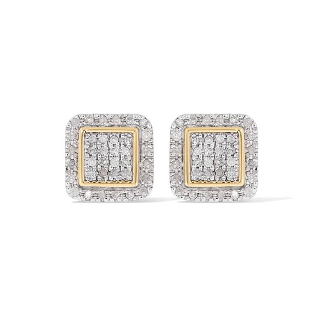 Square Diamond Earrings 0.17 ct. 10k Yellow Gold