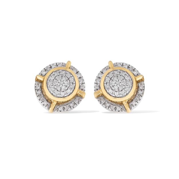 Round Design Diamond Earrings 0.14 ct. 10k Yellow Gold