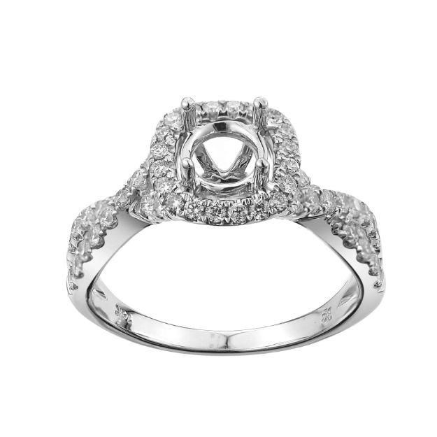 Diamond Engagement Mounting Ring 0.66 ct. 14K White Gold