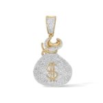 Diamond Money Bag Pendant  0.77 ct.  10K Yellow Gold