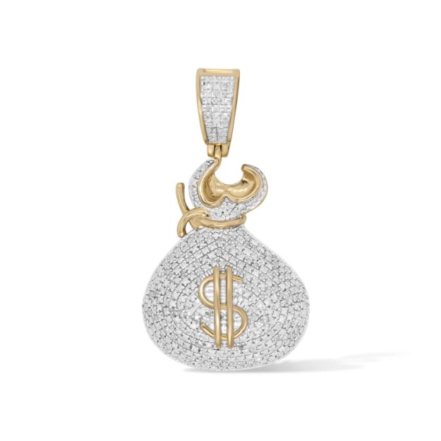 Diamond Money Bag Pendant  0.77 ct.  10K Yellow Gold