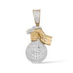 Diamond Money Bag Pendant  0.88 ct.  10K Yellow Gold