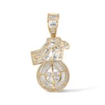 Diamond Money Bag Pendant  0.88 ct.  10K Yellow Gold