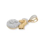 Diamond Money Bag Pendant  0.88 ct.  10K Yellow Gold