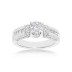 Diamond Engagement Ring 0.90 ct. Fancy Setting 14k White Gold