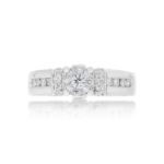 Diamond Engagement Ring 0.90 ct. Fancy Setting 14k White Gold