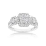 Fancy Hexagon Diamond Engagement Ring 1.13 ct. 14k White Gold