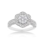 Diamond Engagement Ring Flower Setting 1.00 ct. 14k White Gold