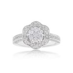 Diamond Engagement Ring Flower Setting 1.00 ct. 14k White Gold