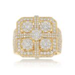 Squared Cluster Large Diamond Ring 4.06 ct. 14k Gold