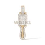 Diamond Brush Comb Hair Pick Pendant 0.45 ct. 10k Yellow Gold