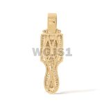 Diamond Brush Comb Hair Pick Pendant 0.45 ct. 10k Yellow Gold