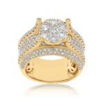 Diamond Raised Prong Cluster Ring 4.50 ct. 14k Yellow