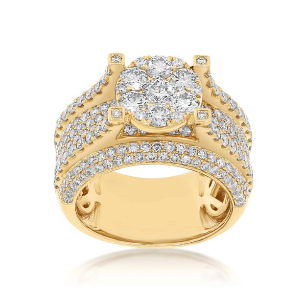 Diamond Raised Prong Cluster Ring 4.50 ct. 14k Yellow