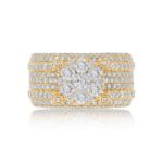 Diamond Raised Prong Cluster Ring 4.50 ct. 14k Yellow